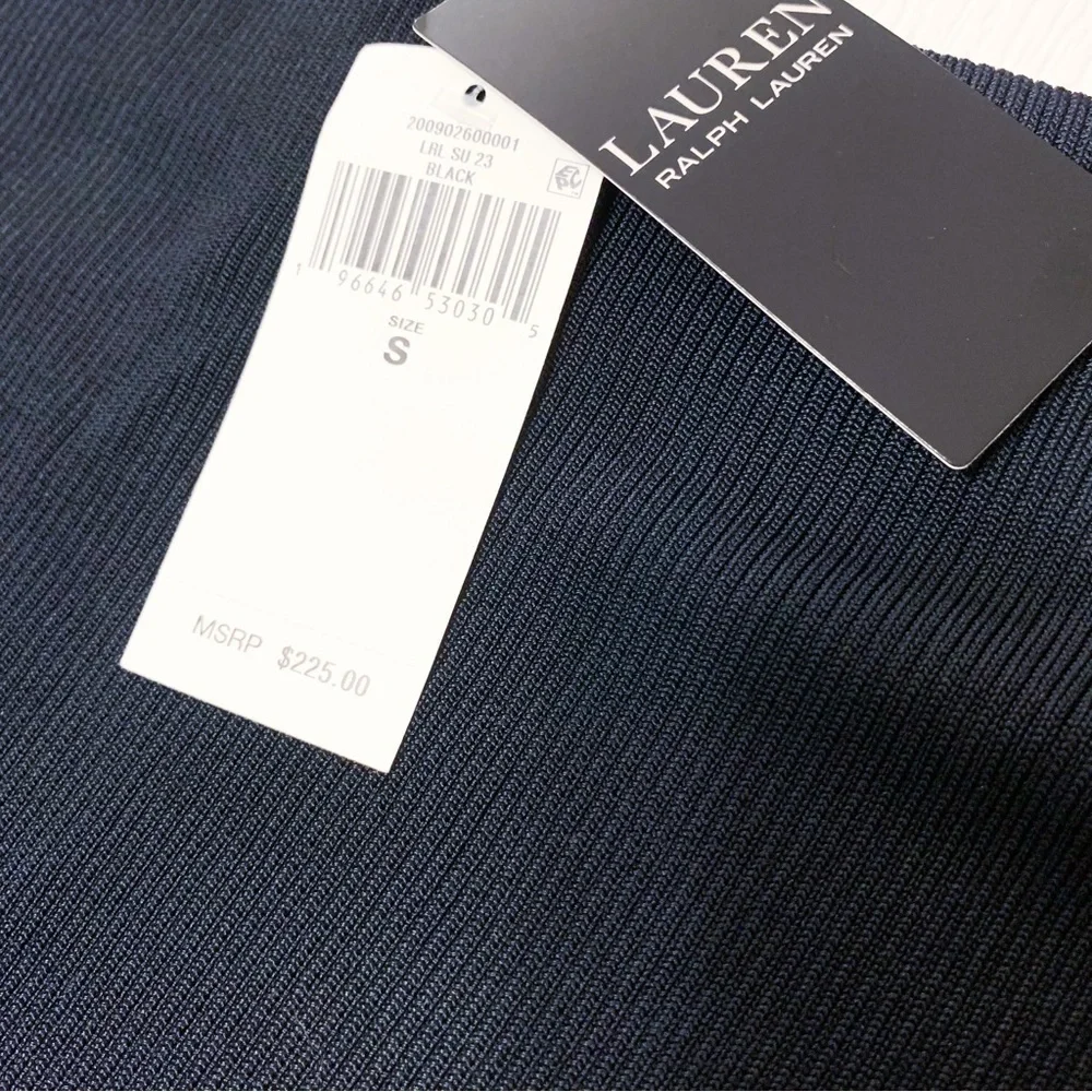 nwt $225 Lauren Ralph Lauren Rib-Knit Pencil Skirt with Fringe-Trim Black Small - Picture 3 of 15